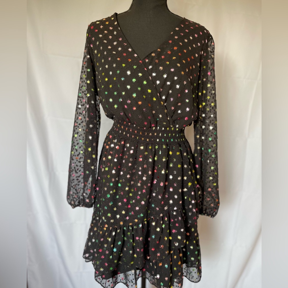 I.N.C dress, size S, black with multicolor dots.